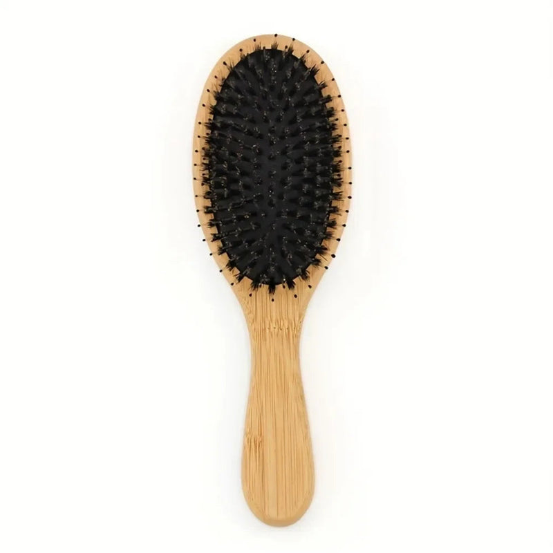 Natural Boar Bristle Hair Brush – Bamboo Handle Anti-Static Detangling Comb for Silky Smooth Hair and Scalp Massage