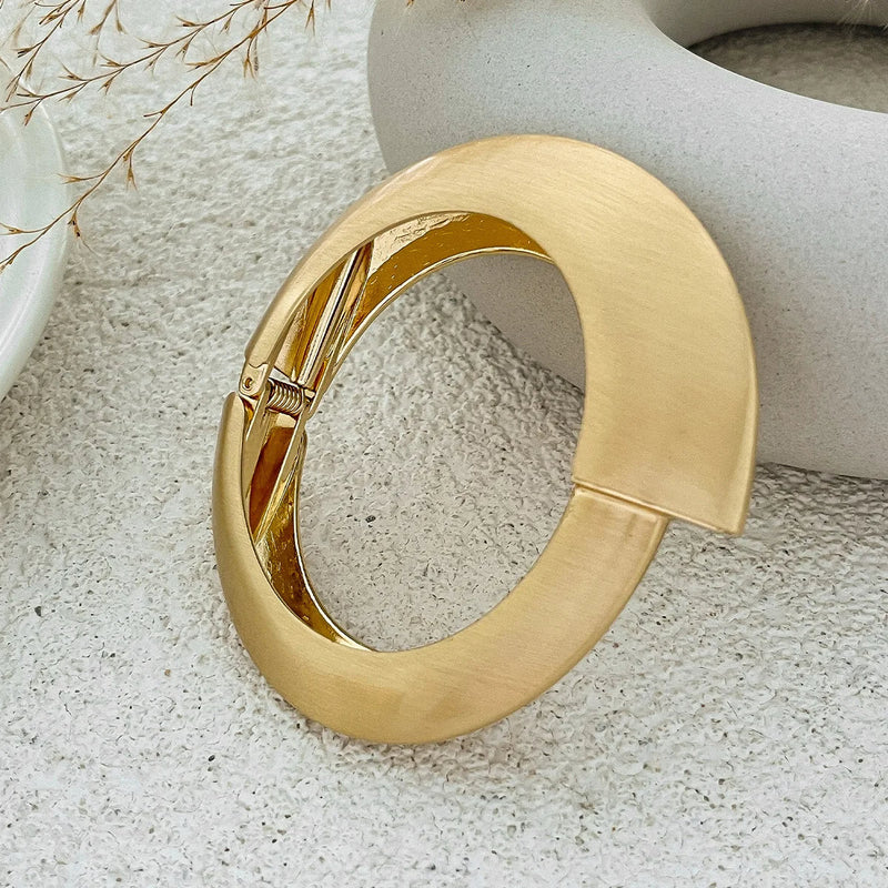 Chunky Water Drop Bangle - Bold Gold Open Cuff with Irregular Wave Design