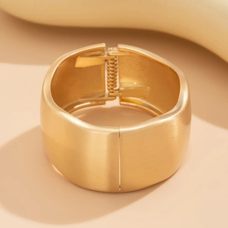 Chunky Water Drop Bangle - Bold Gold Open Cuff with Irregular Wave Design