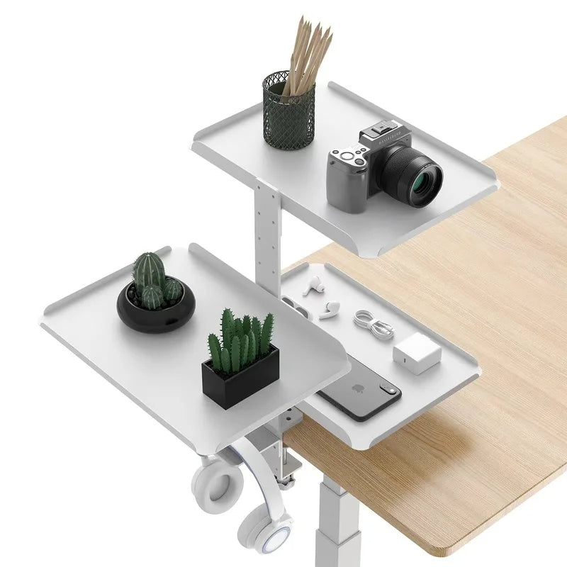 Multifunctional Desk Storage Rack – Adjustable 3-Tier Stand for Desk Organization with Cup Holder and Workspace Expansion