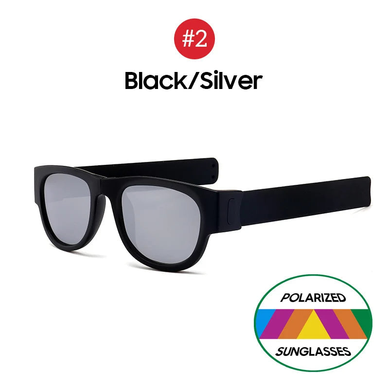 Folding Slap Sunglasses – Trendy Polarized Shades for Men with Mirror Finish and Wristband-Style Folding Innovation