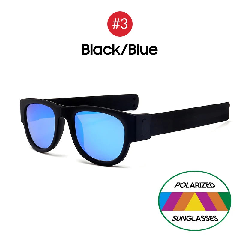 Folding Slap Sunglasses – Trendy Polarized Shades for Men with Mirror Finish and Wristband-Style Folding Innovation