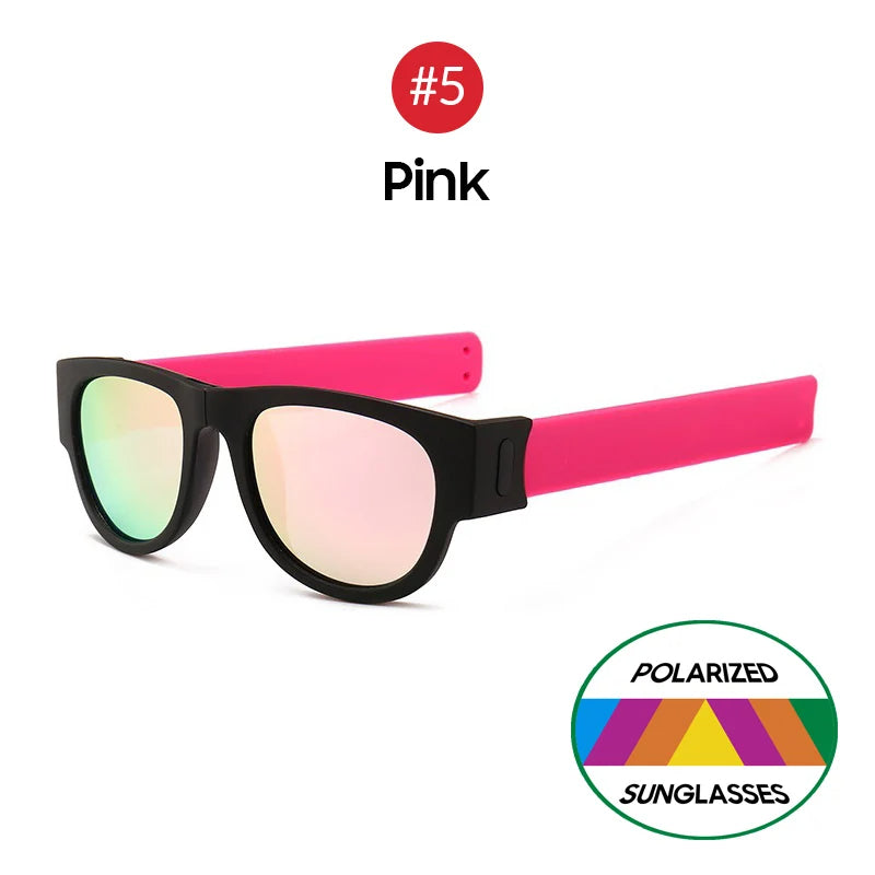 Folding Slap Sunglasses – Trendy Polarized Shades for Men with Mirror Finish and Wristband-Style Folding Innovation