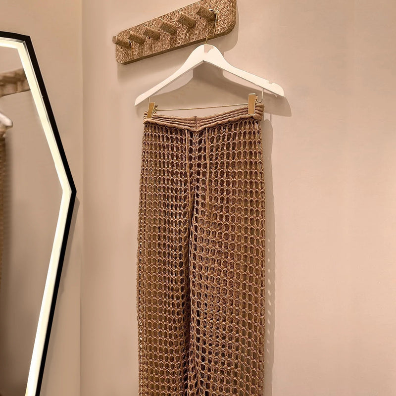 Sexy Lace Crochet Bikini Cover-Up – Beach Pants Swimwear Tunic with Hollow Out Design for Summer Poolside & Seaside Glam
