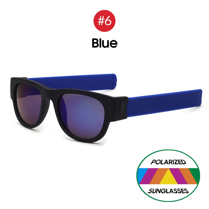 Folding Slap Sunglasses – Trendy Polarized Shades for Men with Mirror Finish and Wristband-Style Folding Innovation