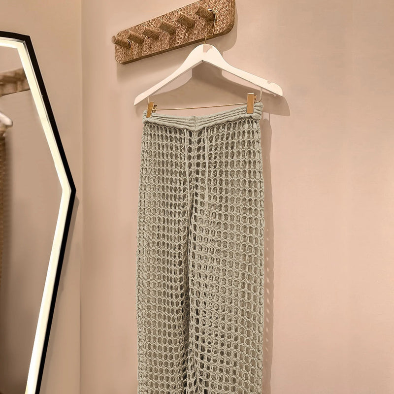 Sexy Lace Crochet Bikini Cover-Up – Beach Pants Swimwear Tunic with Hollow Out Design for Summer Poolside & Seaside Glam