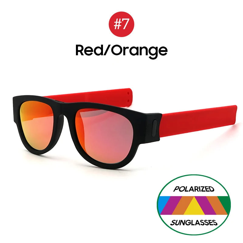 Folding Slap Sunglasses – Trendy Polarized Shades for Men with Mirror Finish and Wristband-Style Folding Innovation