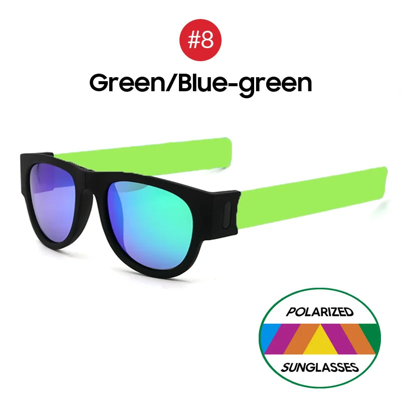 Folding Slap Sunglasses – Trendy Polarized Shades for Men with Mirror Finish and Wristband-Style Folding Innovation
