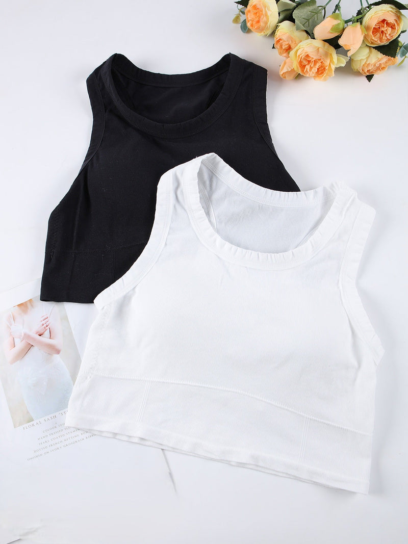 Women’s Elastic Crop Top Bra with Pads – Slim Fit, Beautiful Back Design for Comfortable Daily Wear and Stylish Support