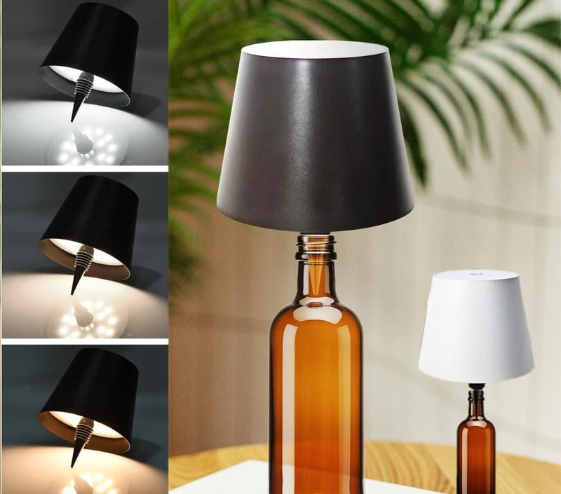 Wireless LED Wine Bottle Table Lamp – Rechargeable Vase-Style Light with Touch Switch for Bars, Dining Rooms, Desks & Soft Ambience
