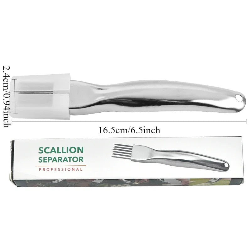 Curved Handle Scallion Slicer – 304 Stainless Steel Onion Knife for Effortless Vegetable Shredding and Fast Kitchen Preparation