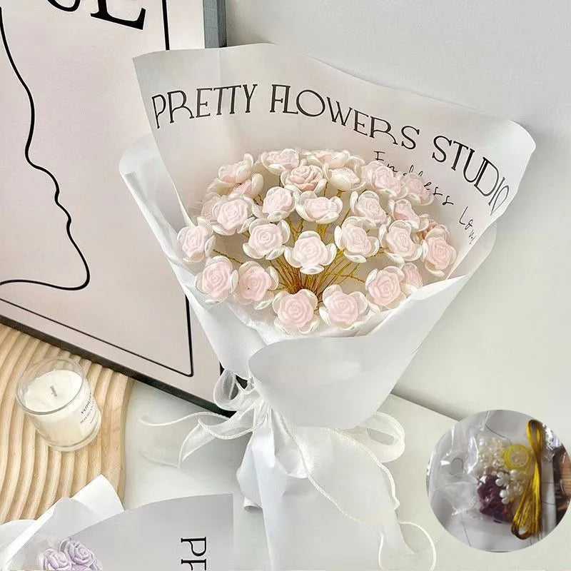 DIY Rose Bouquet Material Bag – 33pcs. Handmade Romantic Valentine’s Gift That Lasts Forever for Your Girlfriend or Loved One
