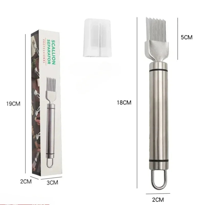 Curved Handle Scallion Slicer – 304 Stainless Steel Onion Knife for Effortless Vegetable Shredding and Fast Kitchen Preparation