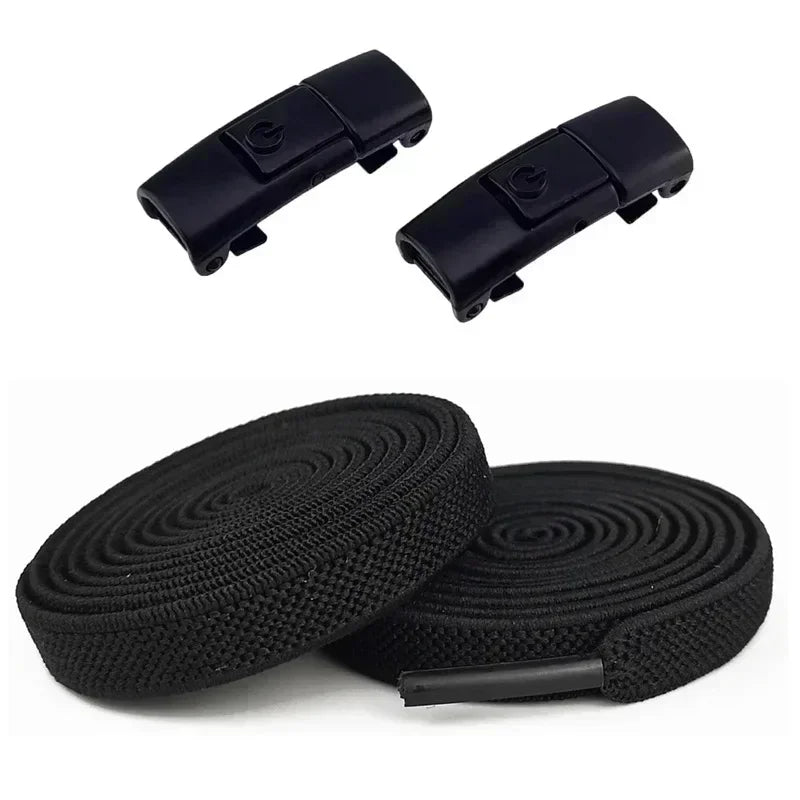 Elastic No Tie Shoelaces - 2-Pair Flat Locking Laces for Kids & Adults Sneakers
