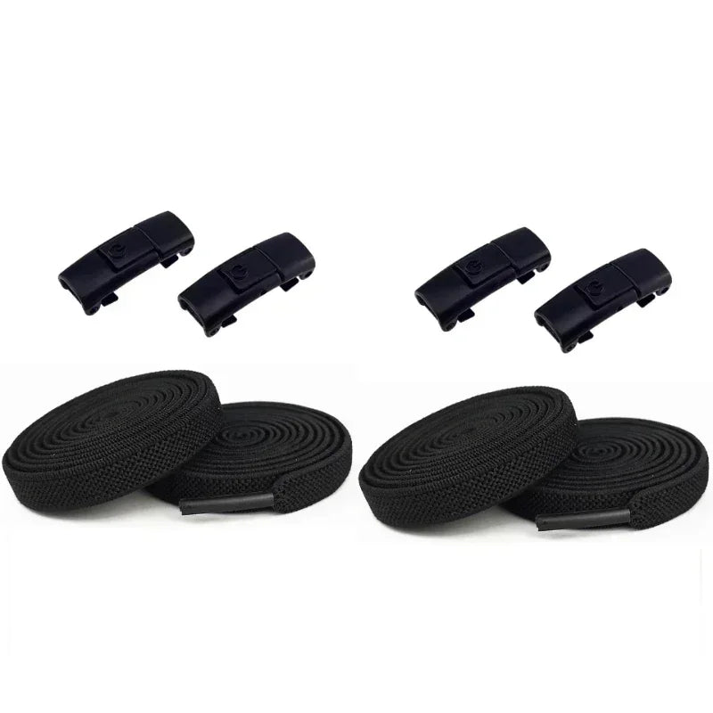 Elastic No Tie Shoelaces - 2-Pair Flat Locking Laces for Kids & Adults Sneakers