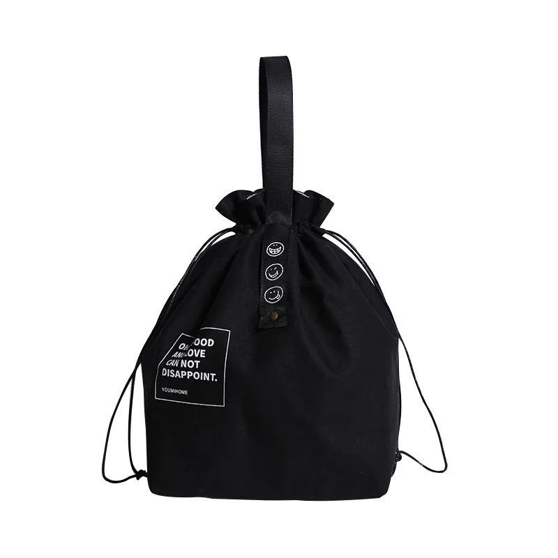 Drawstring Canvas Lunch Tote Bag – Insulated Fresh-Keeping Bento Box Carrier for School, Work, Picnics, and Daily Food Storage Style