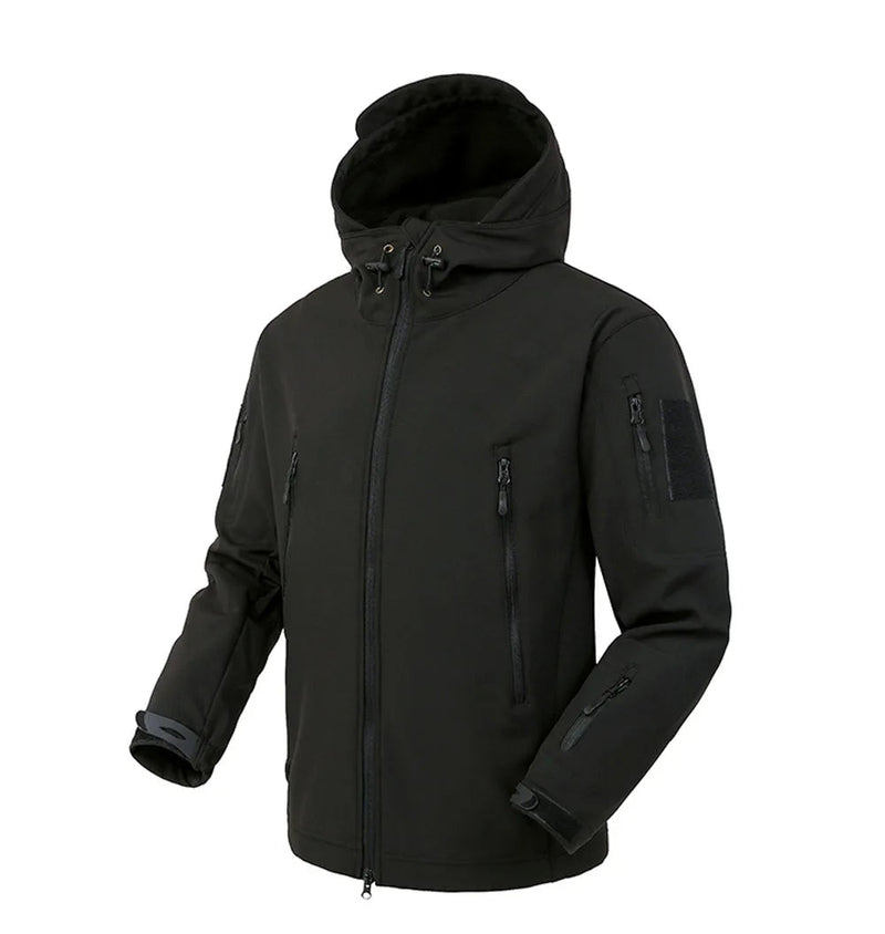 Tactical Military Shark Skin Jacket – Waterproof Softshell Combat Bomber Coat with Hood for Outdoor, Hiking, or Army Gear