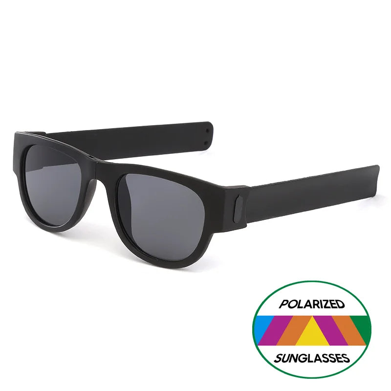 Folding Slap Sunglasses – Trendy Polarized Shades for Men with Mirror Finish and Wristband-Style Folding Innovation