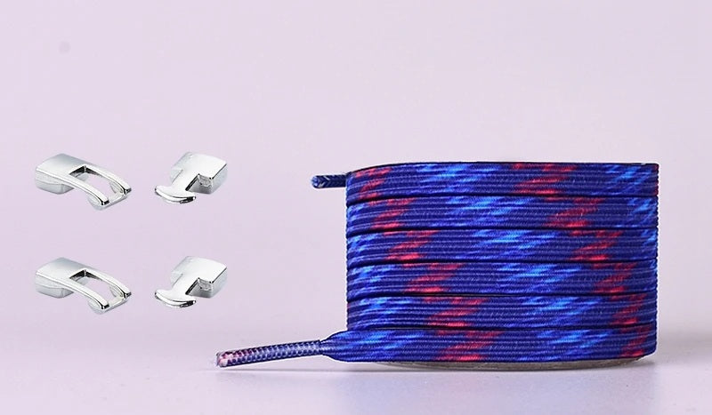 Elastic Shoelaces Sneakers - Colorful No-Tie Flat Laces with Metal Lock for Adults & Kids, Lazy Fit, Stylish Convenience