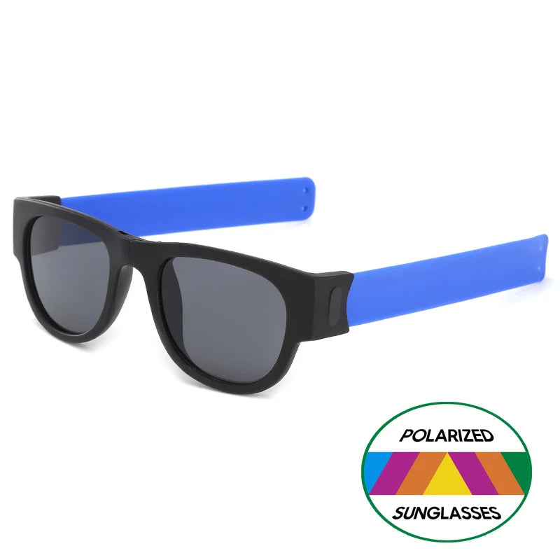 Folding Slap Sunglasses – Trendy Polarized Shades for Men with Mirror Finish and Wristband-Style Folding Innovation