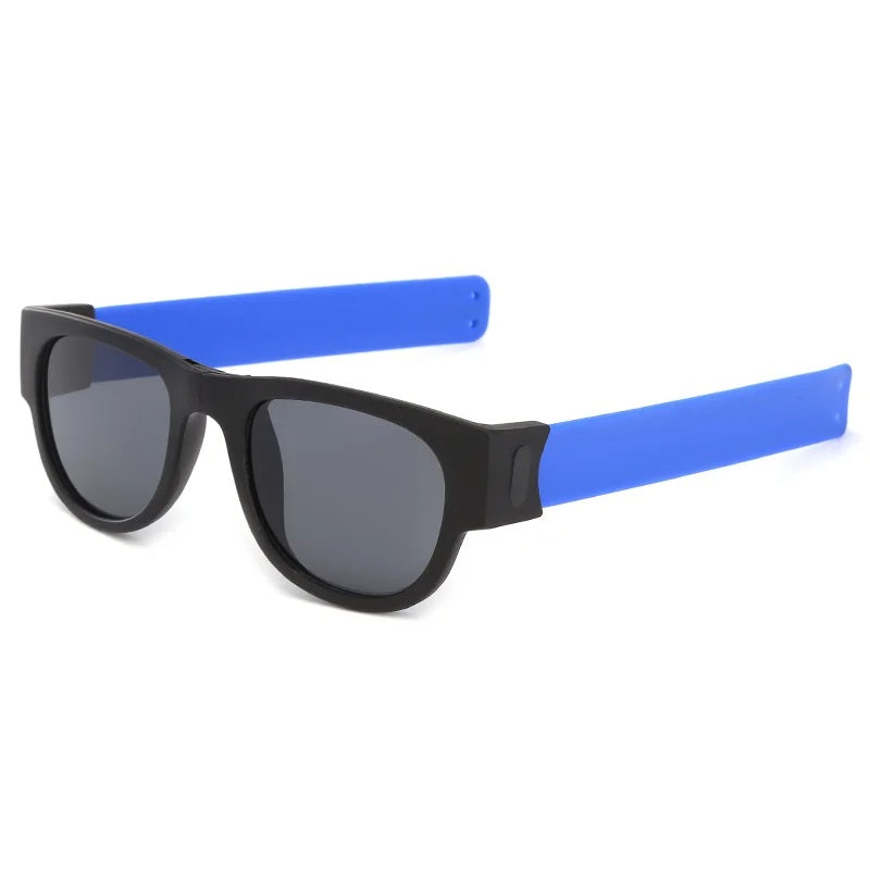 Folding Slap Sunglasses – Trendy Polarized Shades for Men with Mirror Finish and Wristband-Style Folding Innovation