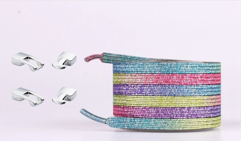 Elastic Shoelaces Sneakers - Colorful No-Tie Flat Laces with Metal Lock for Adults & Kids, Lazy Fit, Stylish Convenience