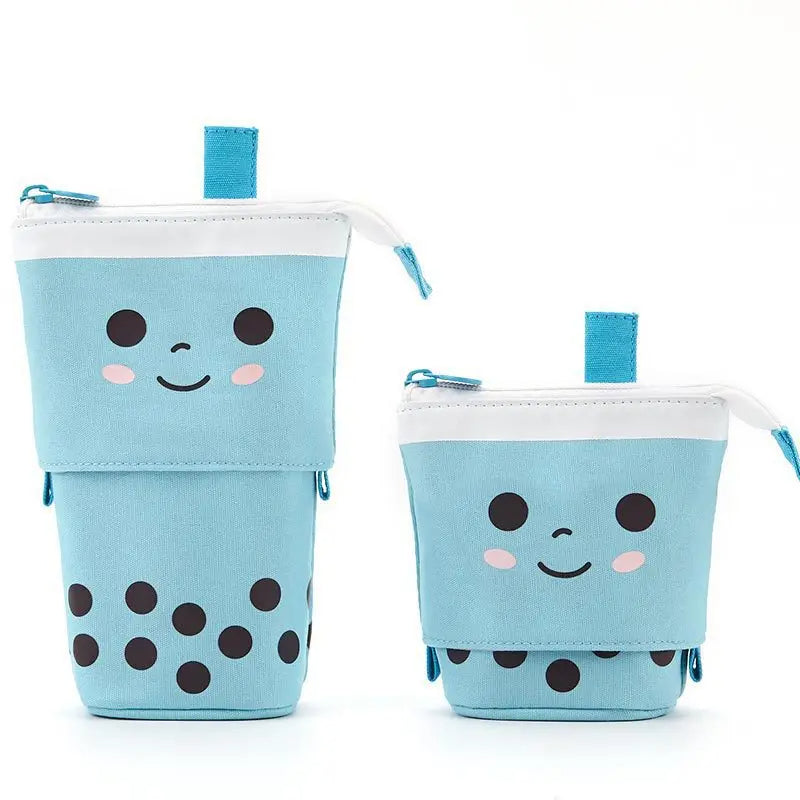 PU Pop-up Bag Pencil Holder - Corduroy Standing Stationery Organizer Case with Zipper, Stylish Gift for Boys, Girls, and Students