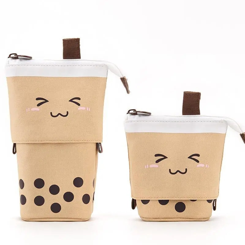PU Pop-up Bag Pencil Holder - Corduroy Standing Stationery Organizer Case with Zipper, Stylish Gift for Boys, Girls, and Students