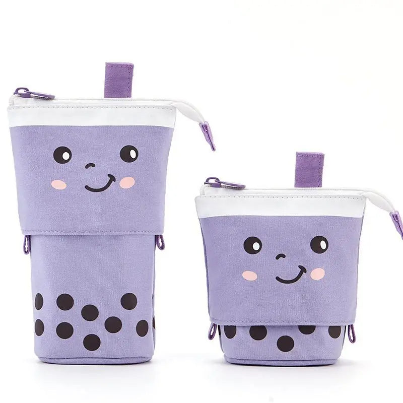 PU Pop-up Bag Pencil Holder - Corduroy Standing Stationery Organizer Case with Zipper, Stylish Gift for Boys, Girls, and Students