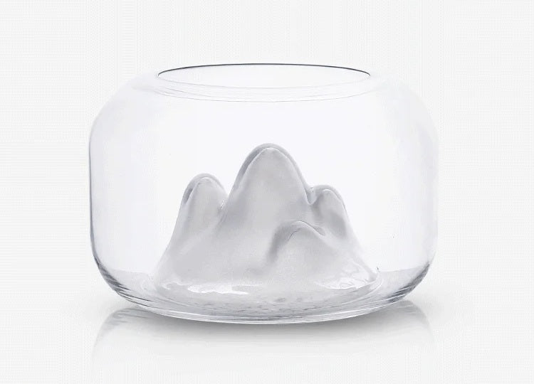 Snow Mountain Aquarium Lamp – Mini Fish Tank Light with Thick Glass Terrarium for Serene Aquatic Decor & Ambient Pet Display