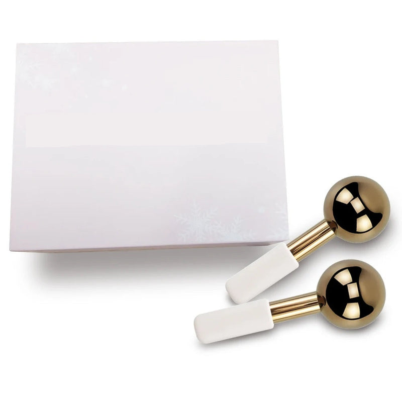 Rose Gold Skin Ice Globes – Cooling Stainless Steel Facial Rollers for Cold Therapy to Reduce Puffiness, Calm Skin, and Tighten Pores