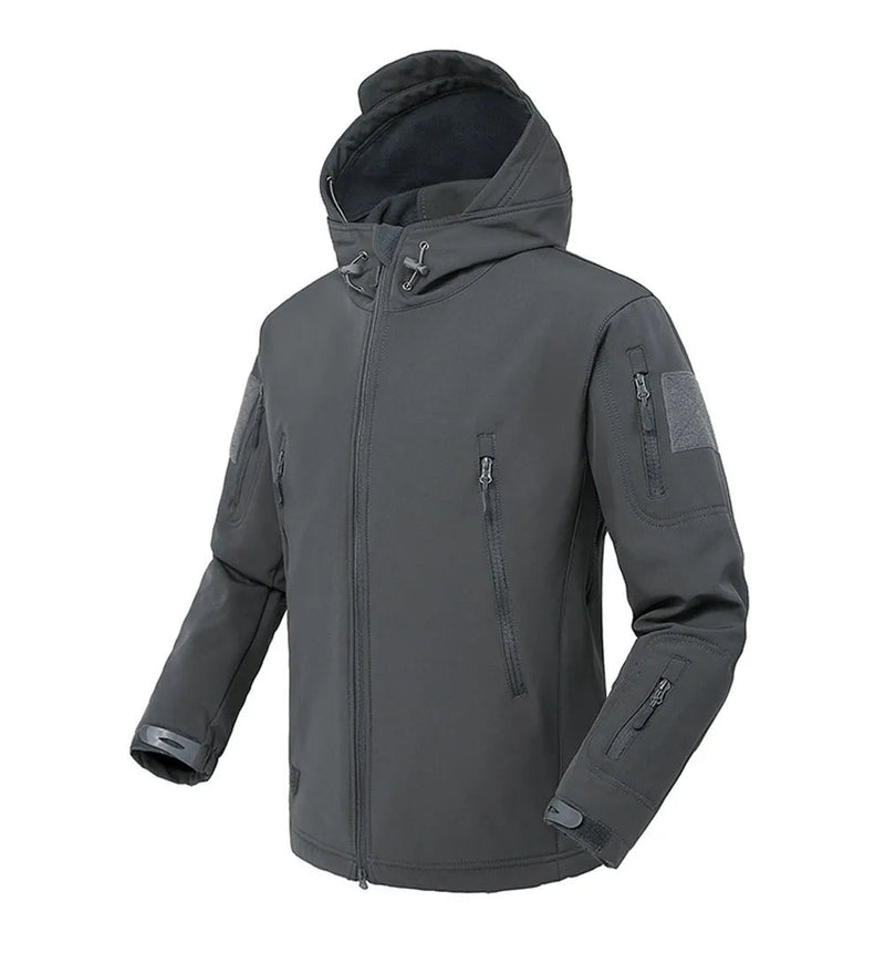Tactical Military Shark Skin Jacket – Waterproof Softshell Combat Bomber Coat with Hood for Outdoor, Hiking, or Army Gear