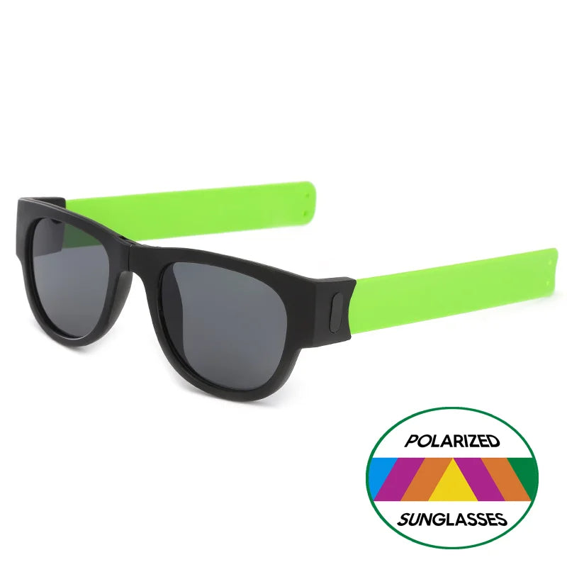 Folding Slap Sunglasses – Trendy Polarized Shades for Men with Mirror Finish and Wristband-Style Folding Innovation
