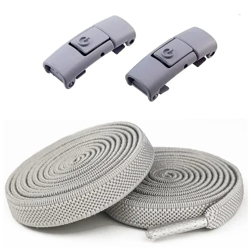Elastic No Tie Shoelaces - 2-Pair Flat Locking Laces for Kids & Adults Sneakers