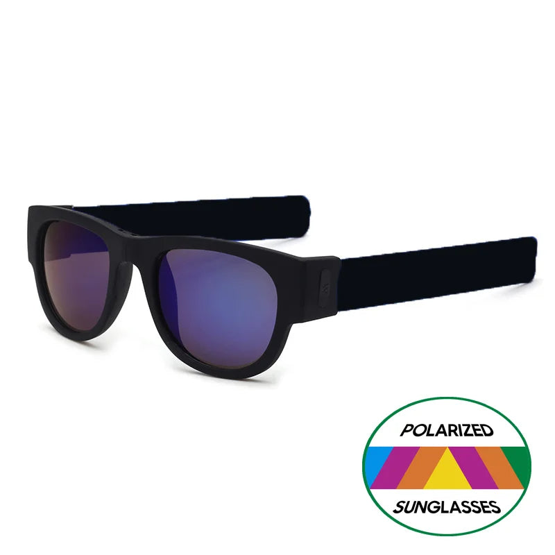 Folding Slap Sunglasses – Trendy Polarized Shades for Men with Mirror Finish and Wristband-Style Folding Innovation