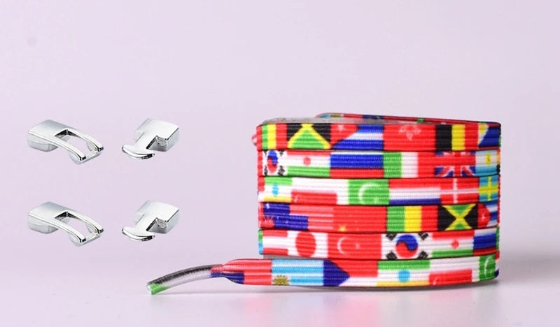 Elastic Shoelaces Sneakers - Colorful No-Tie Flat Laces with Metal Lock for Adults & Kids, Lazy Fit, Stylish Convenience