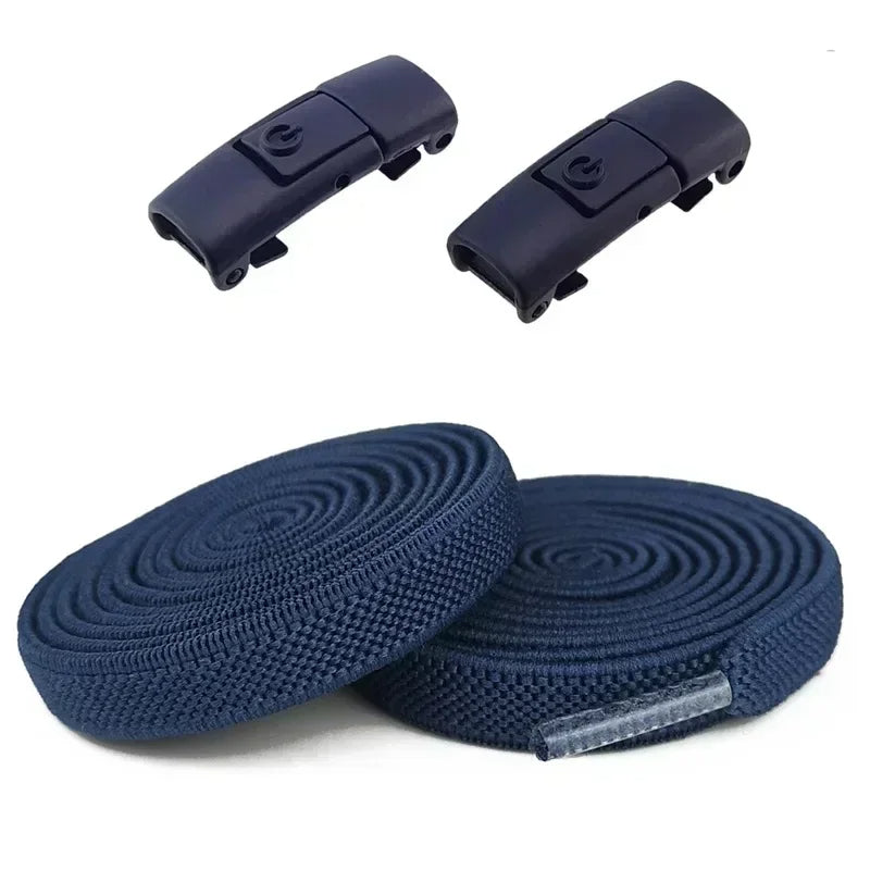Elastic No Tie Shoelaces - 2-Pair Flat Locking Laces for Kids & Adults Sneakers