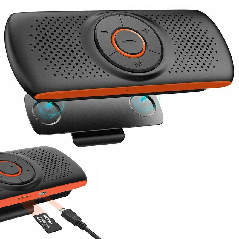 Car Kit Handsfree Speakerphone – Crystal Clear Bluetooth Calls with Multipoint Connectivity, Sun Visor Mount, and Built-in Car Charger