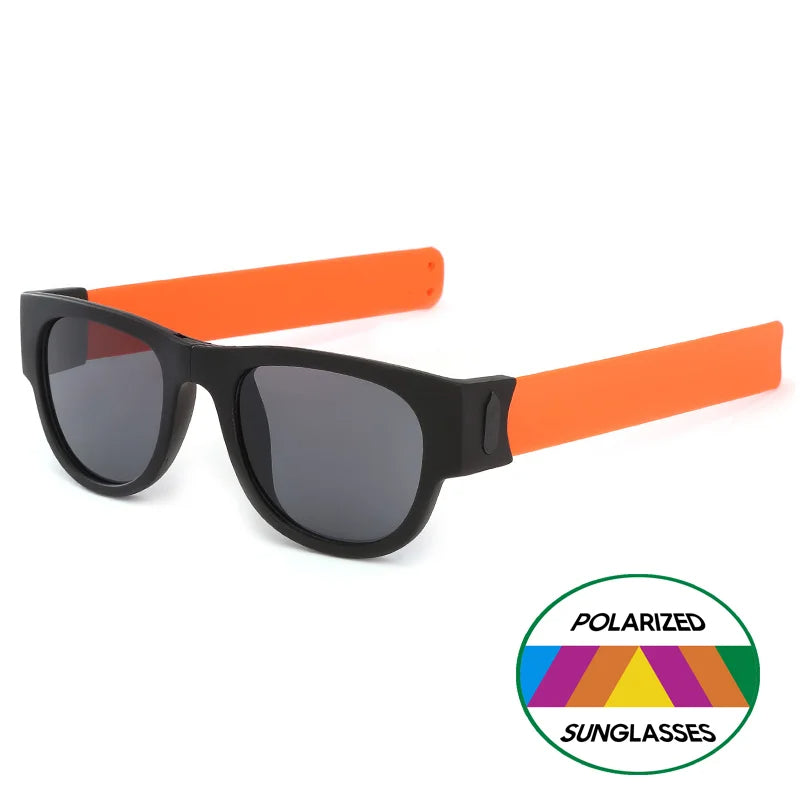 Folding Slap Sunglasses – Trendy Polarized Shades for Men with Mirror Finish and Wristband-Style Folding Innovation