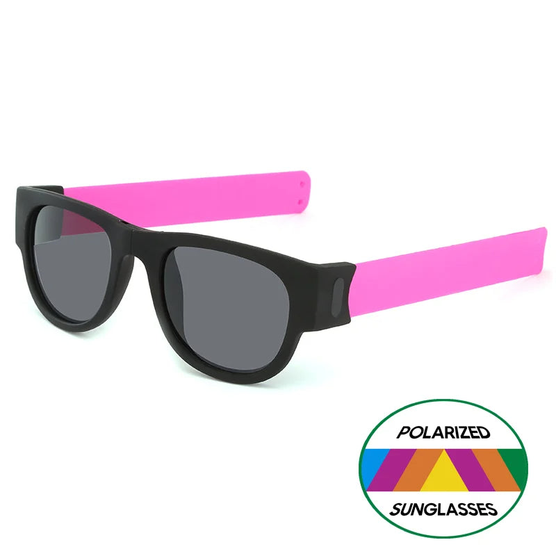 Folding Slap Sunglasses – Trendy Polarized Shades for Men with Mirror Finish and Wristband-Style Folding Innovation