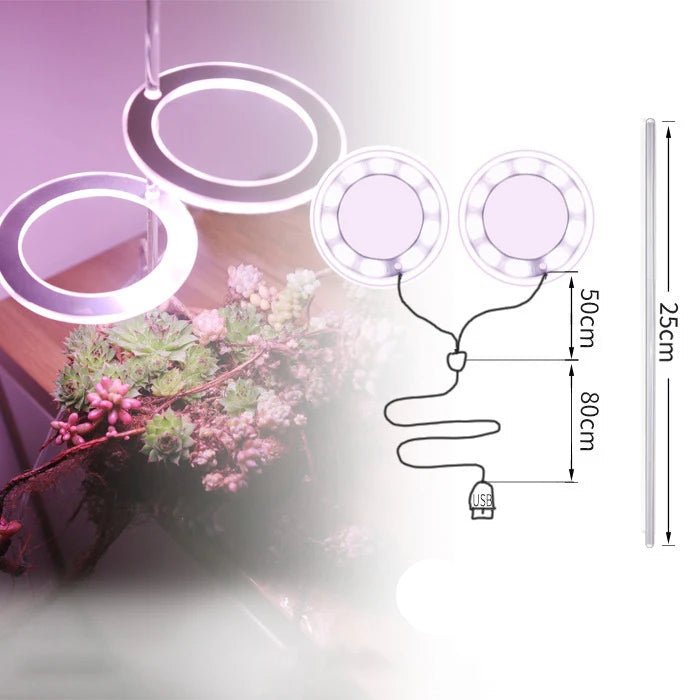 Angel Ring LED Grow Light - USB Full Spectrum Lamp for Indoor Plants & Seedlings