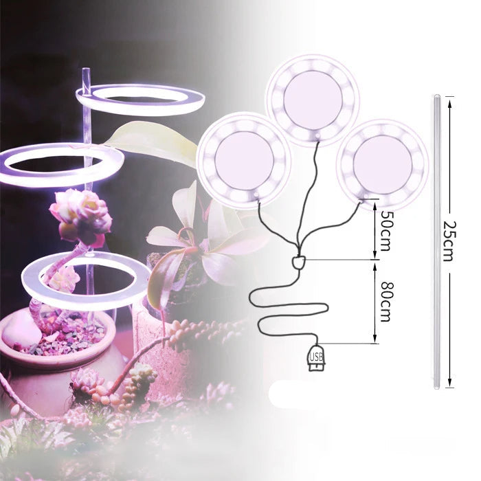 Angel Ring LED Grow Light - USB Full Spectrum Lamp for Indoor Plants & Seedlings