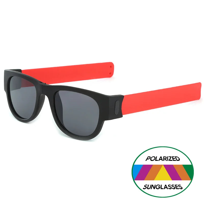 Folding Slap Sunglasses – Trendy Polarized Shades for Men with Mirror Finish and Wristband-Style Folding Innovation