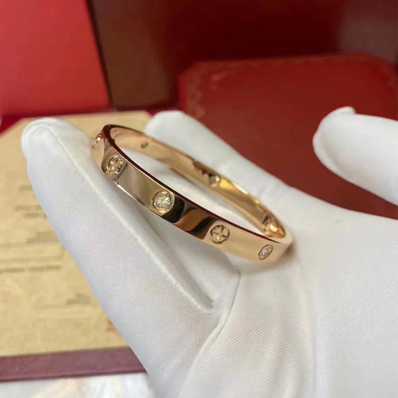 Zircon Cross Nut Nail Bracelet - Gold Screw-Style Stainless Steel Bangle for Edgy Glam