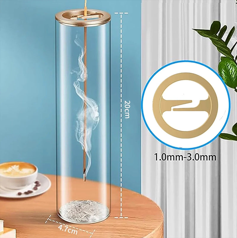 Modern Glass Incense Burner with Catcher - Elegant Anti-Ash Design for Home Yoga Decor