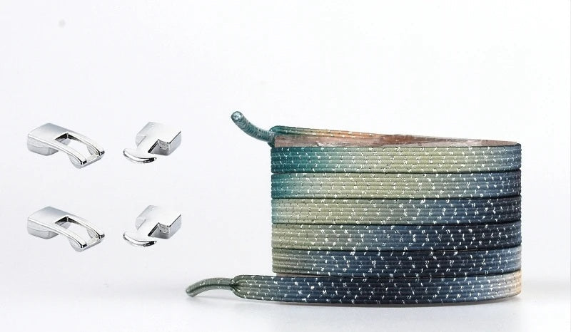 Elastic Shoelaces Sneakers - Colorful No-Tie Flat Laces with Metal Lock for Adults & Kids, Lazy Fit, Stylish Convenience