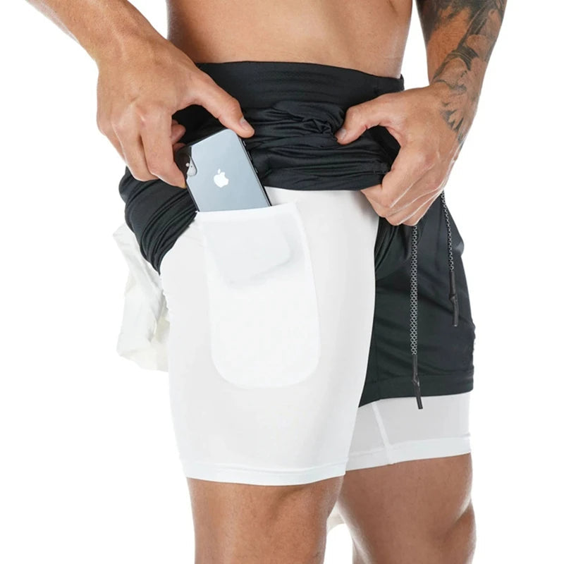 Quick-Dry Gym Training Shorts for Men – 2-in-1 Jogger Shorts with Built-in Liner for Summer Workouts, Jogging & Fitness Style