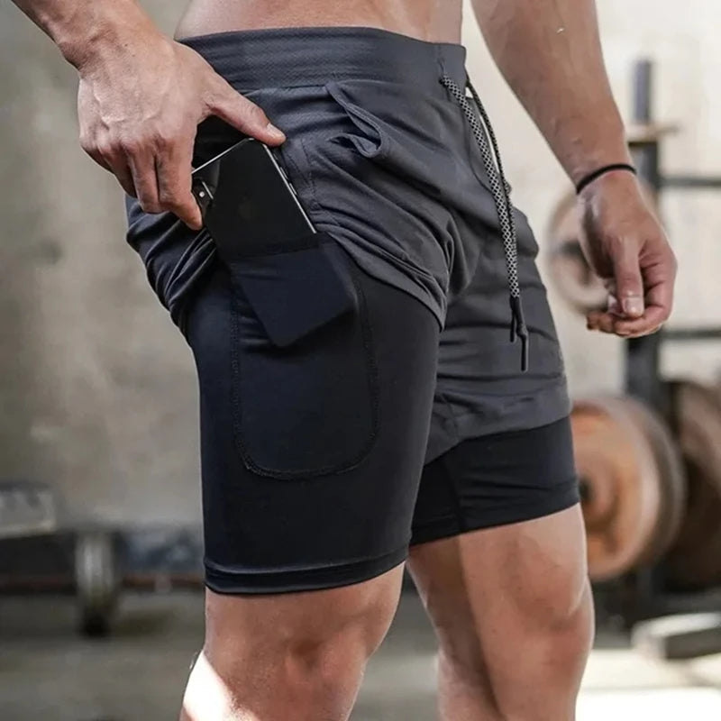 Quick-Dry Gym Training Shorts for Men – 2-in-1 Jogger Shorts with Built-in Liner for Summer Workouts, Jogging & Fitness Style