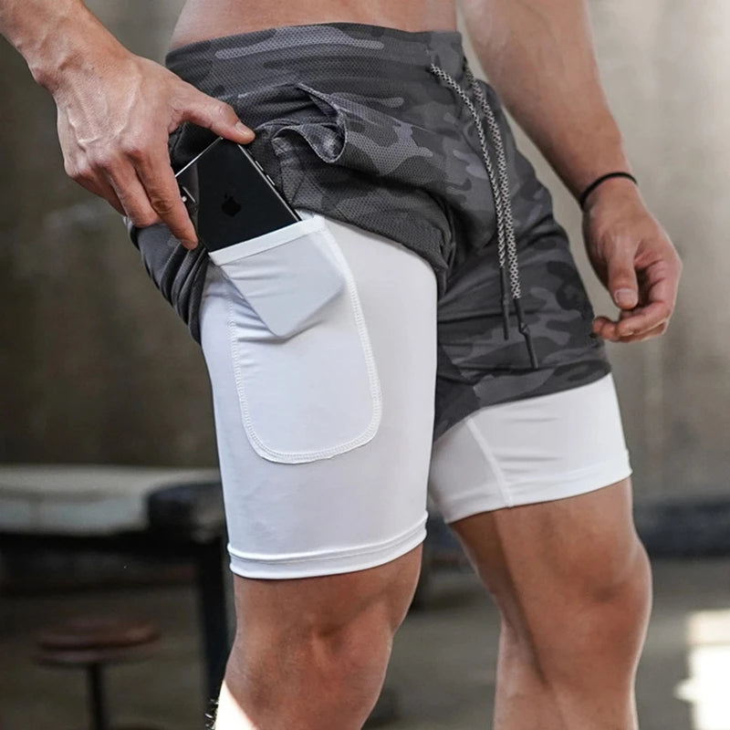 Quick-Dry Gym Training Shorts for Men – 2-in-1 Jogger Shorts with Built-in Liner for Summer Workouts, Jogging & Fitness Style