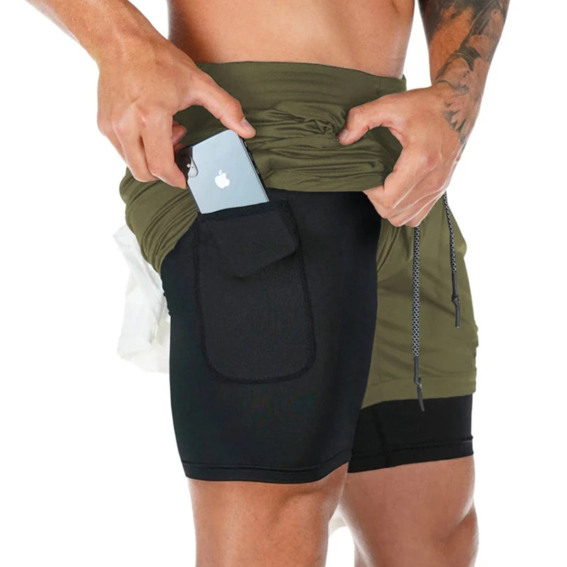 Quick-Dry Gym Training Shorts for Men – 2-in-1 Jogger Shorts with Built-in Liner for Summer Workouts, Jogging & Fitness Style